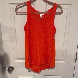 Kenar Orange Sleeveless Tank Top Size Small Flowy Lightweight Summer Top